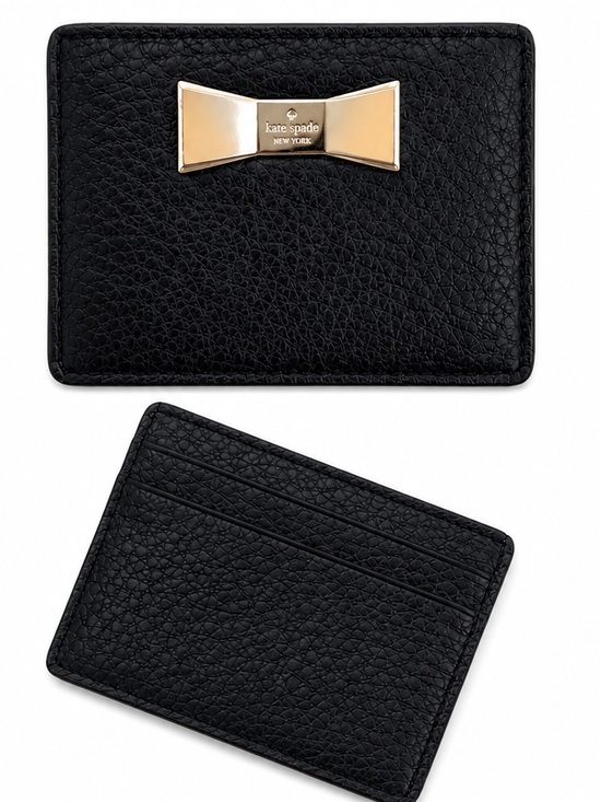 kate spade Handbags - kate spade black card holder with gold bow plaque